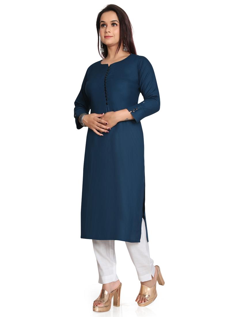 solid straight long kurta - 19919859 - Standard Image - 1
