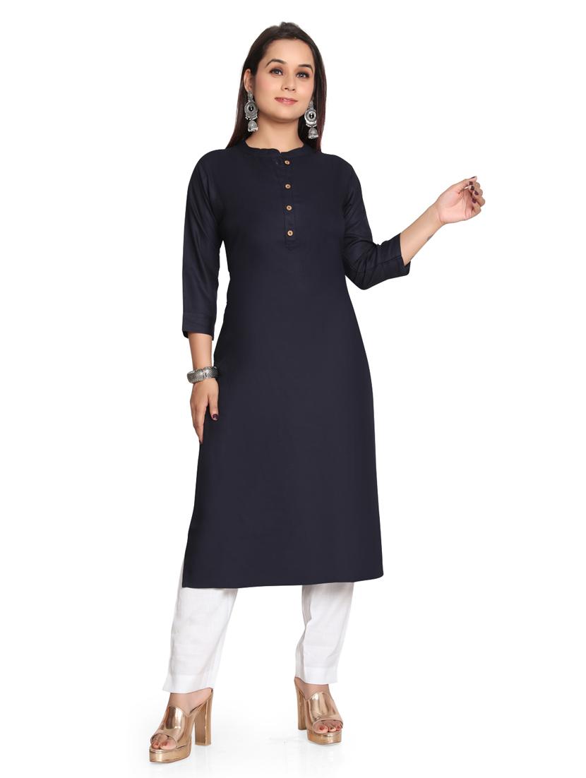 solid straight long kurta - 19919864 - Standard Image - 1