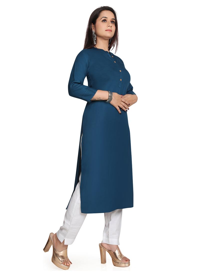 solid straight long kurta - 19919866 - Standard Image - 1