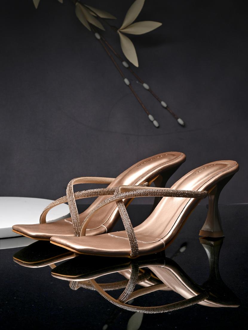 gold solid kitten heel sandal - 19920003 -  Zoom Image - 0