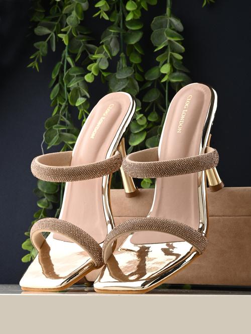 gold solid stiletto sandal - 19920008 -  Standard Image - 0