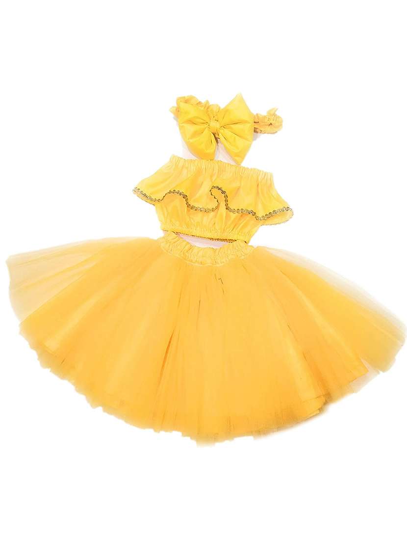 yellow net skirt top twin sets