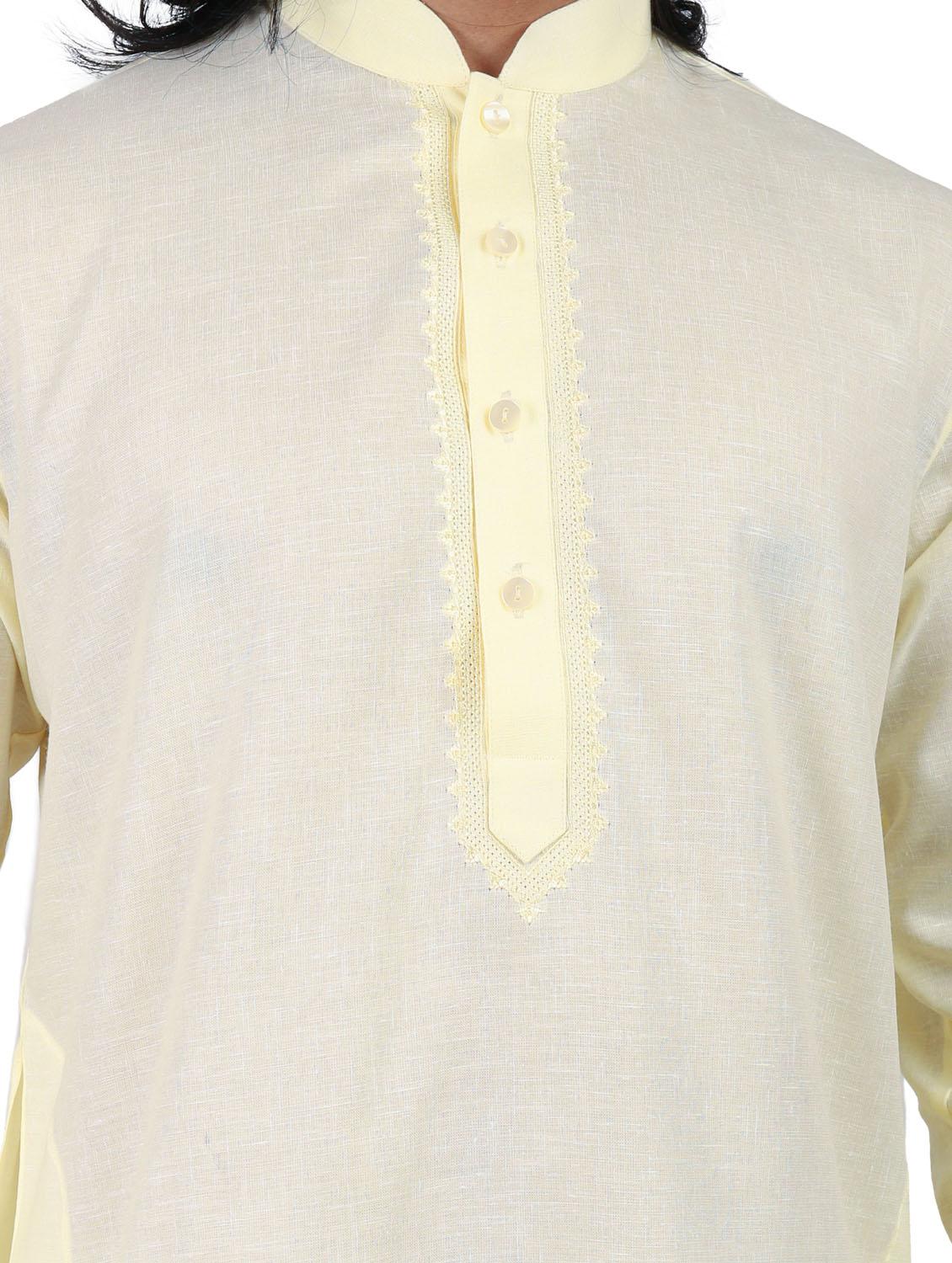 yellow solid cotton long kurta - 19920551 - Standard Image - 4