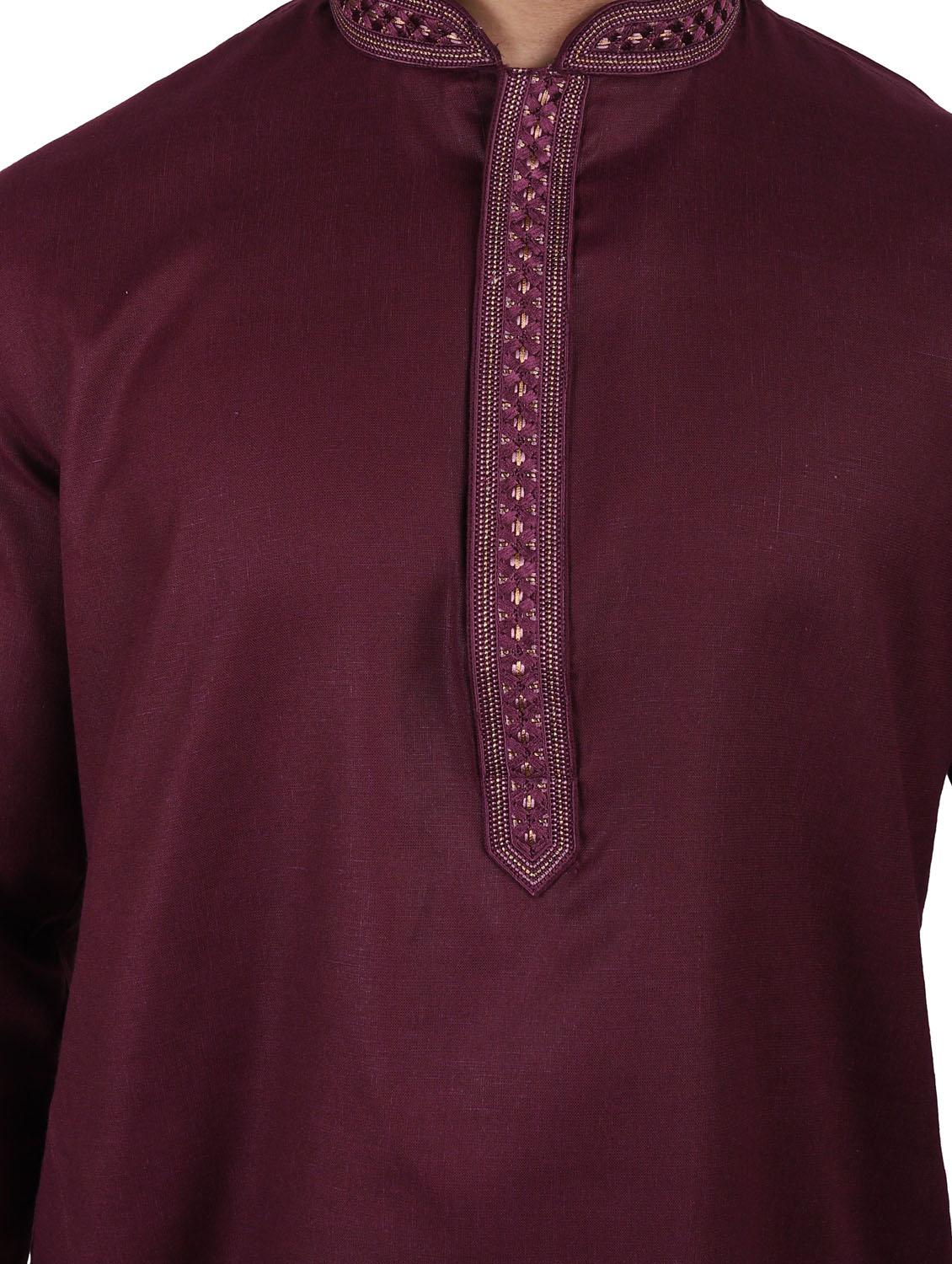 red solid cotton long kurta - 19920557 - Standard Image - 4