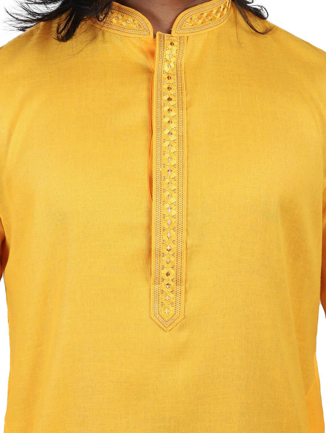 yellow solid cotton long kurta - 19920558 - Standard Image - 4