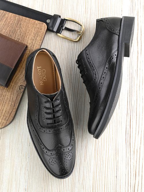 black lace-up brouge shoes - 19920854 -  Standard Image - 0