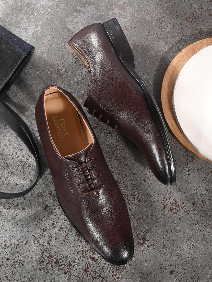 brown leather laceup oxfords - 19920857 -  Zoom Image - 0