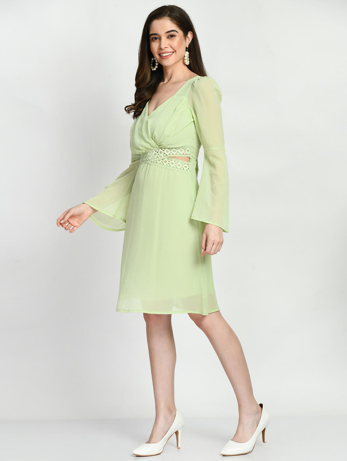 green solid a-line dress - 19921700 - Standard Image - 1