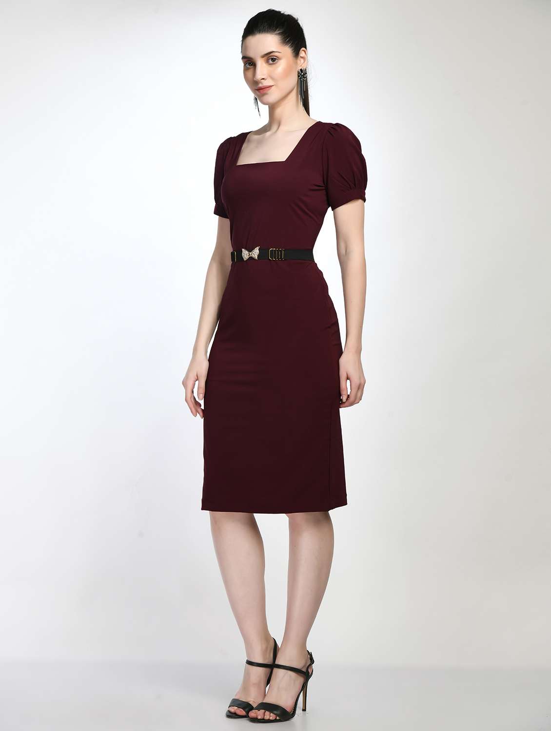 square neck solid bodycon dress - 19921703 - Standard Image - 1
