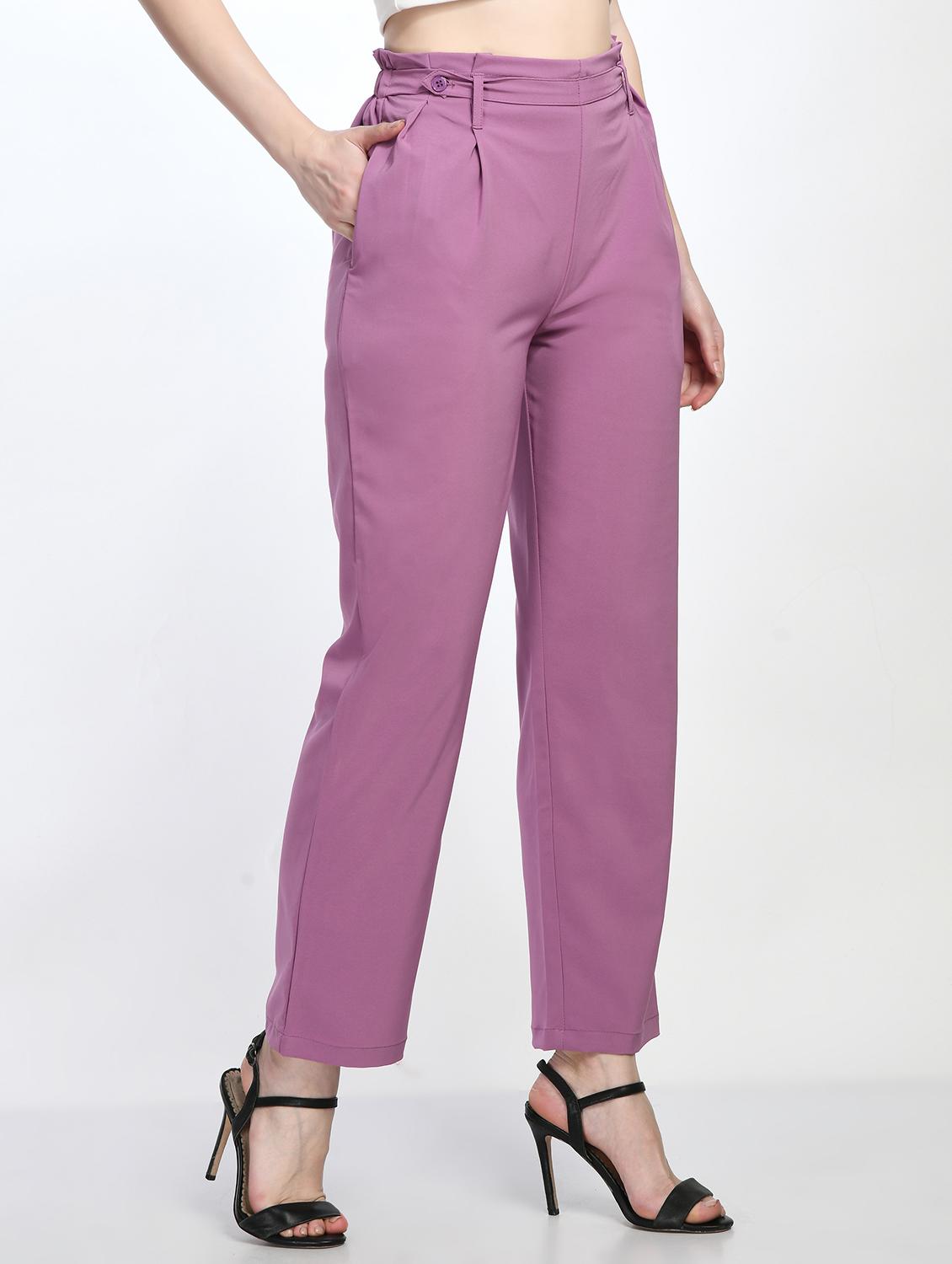 high rise solid flat front trousers trouser - 19921782 - Standard Image - 1