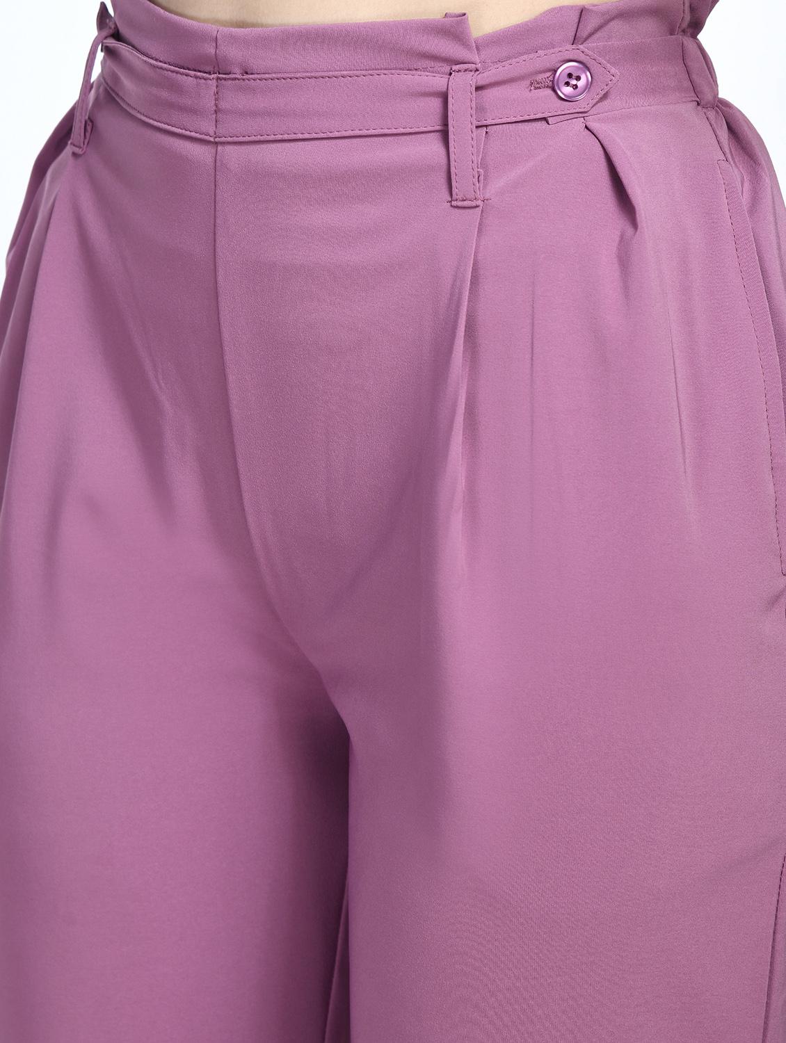 high rise solid flat front trousers trouser - 19921782 - Standard Image - 4