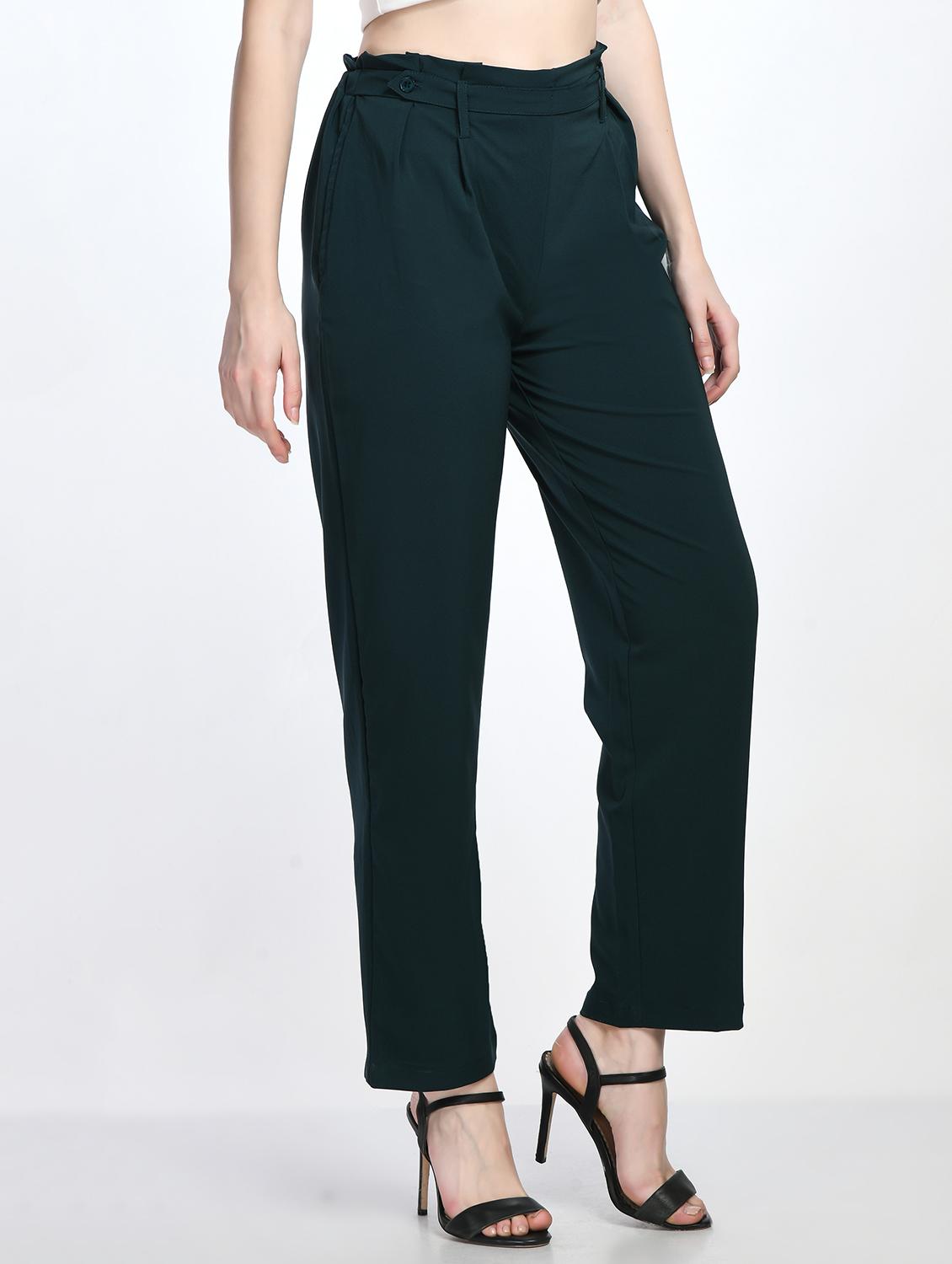 high rise solid flat front trousers trouser - 19921783 -  Standard Image - 1