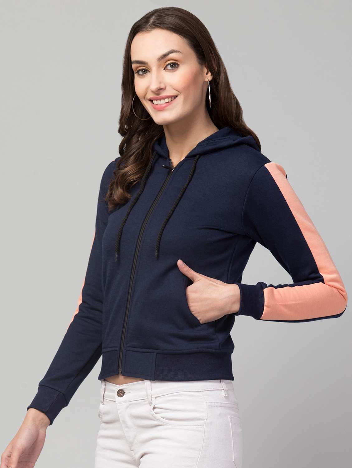 hooded neck solid sweatshirt - 19921863 -  Standard Image - 1