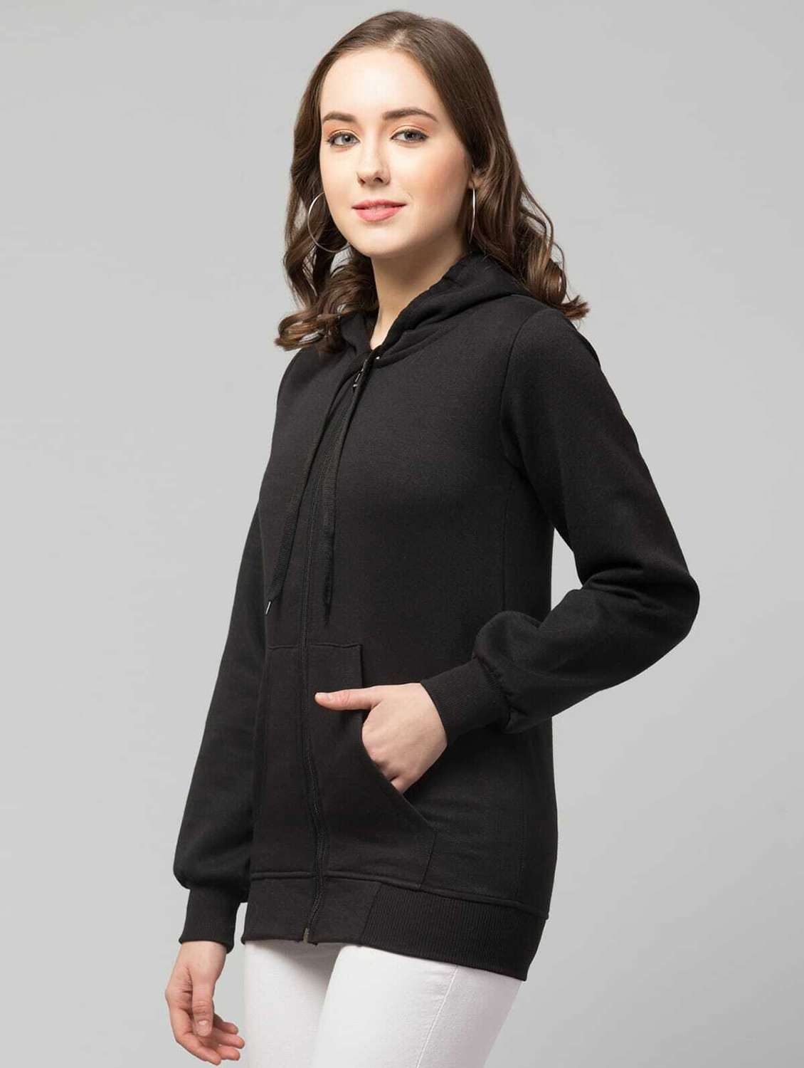 hooded neck solid sweatshirt - 19921865 - Standard Image - 1