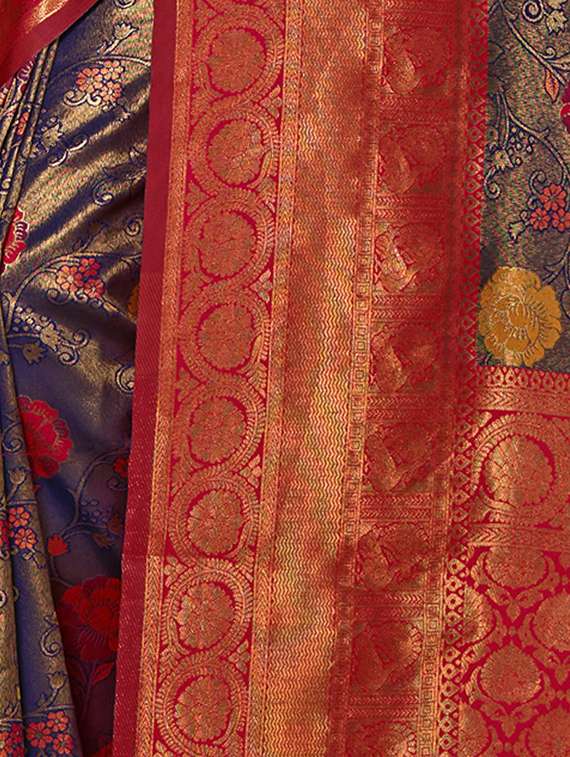 Women's Self Design Purple Colored Saree With Blouse