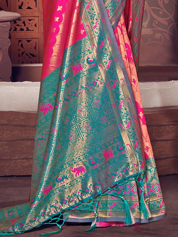 women's self design pink colored saree with blouse - 19925399 - Standard Image - 1