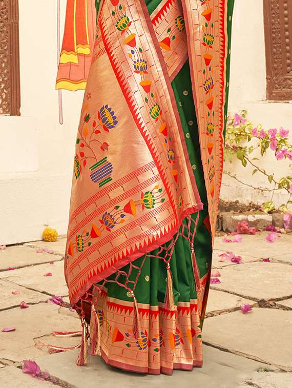 women's self design dark green colored saree with blouse - 19925437 -  Standard Image - 1