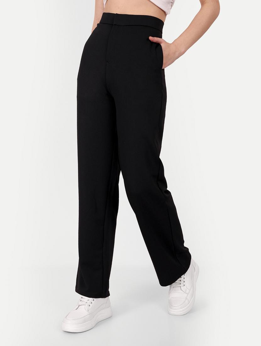 black flat front full length trouser - 19925582 - Standard Image - 1