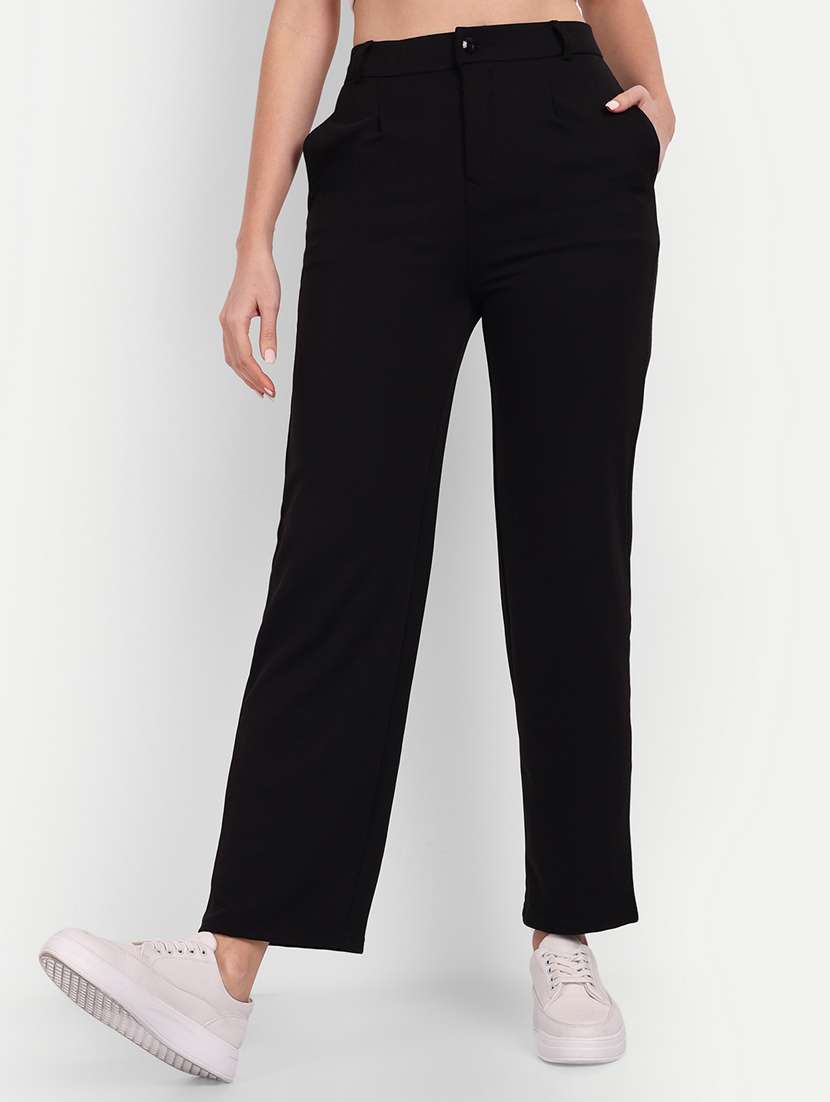 black flat front full length trouser