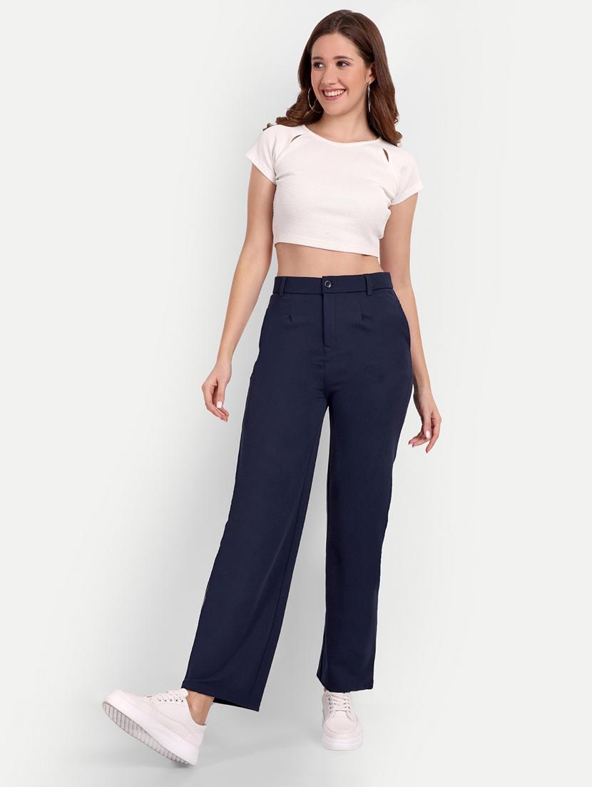 blue flat front full length trouser - 19925594 - Standard Image - 1