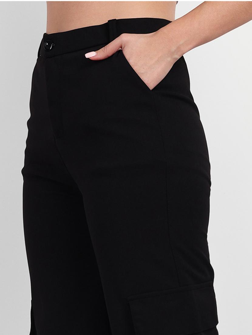 black solid cargo trouser - 19925596 - Standard Image - 4