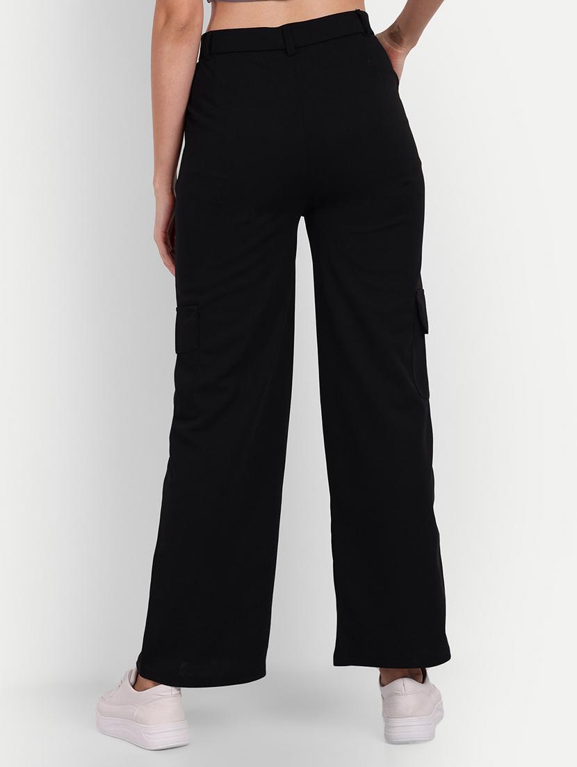 black solid cargo full length trouser - 19925597 -  Standard Image - 1