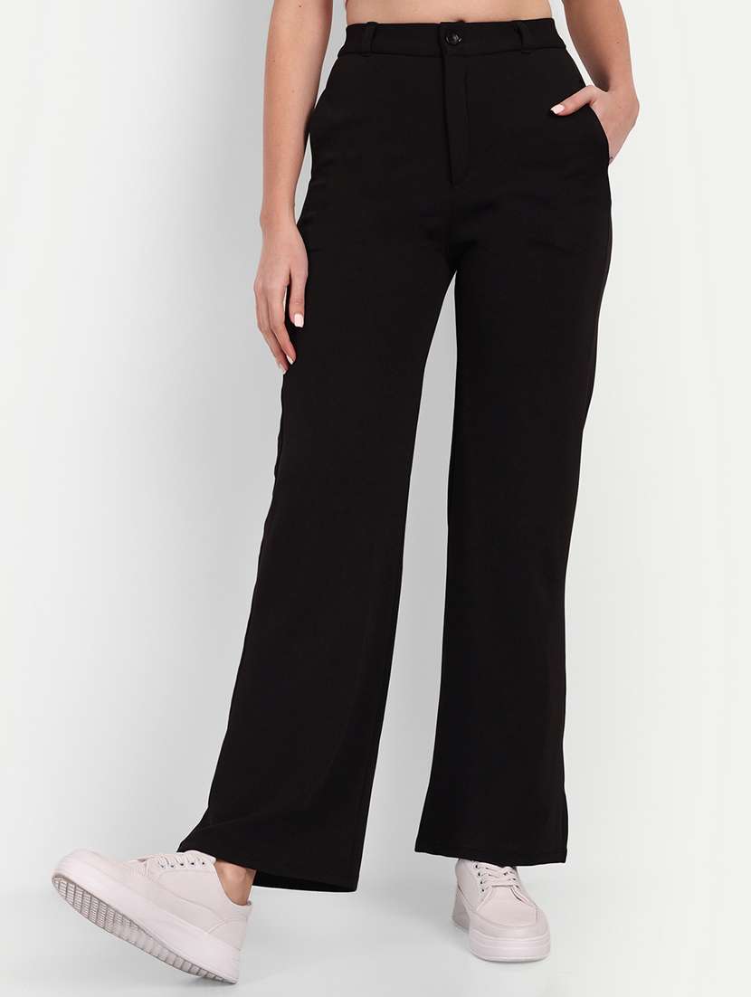black flat front full length trouser