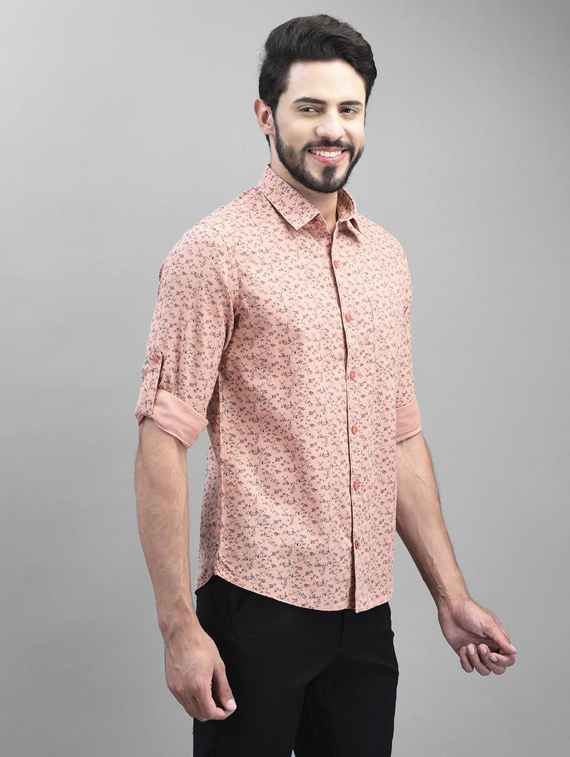 mens micro print casual shirt - 19925652 - Standard Image - 1