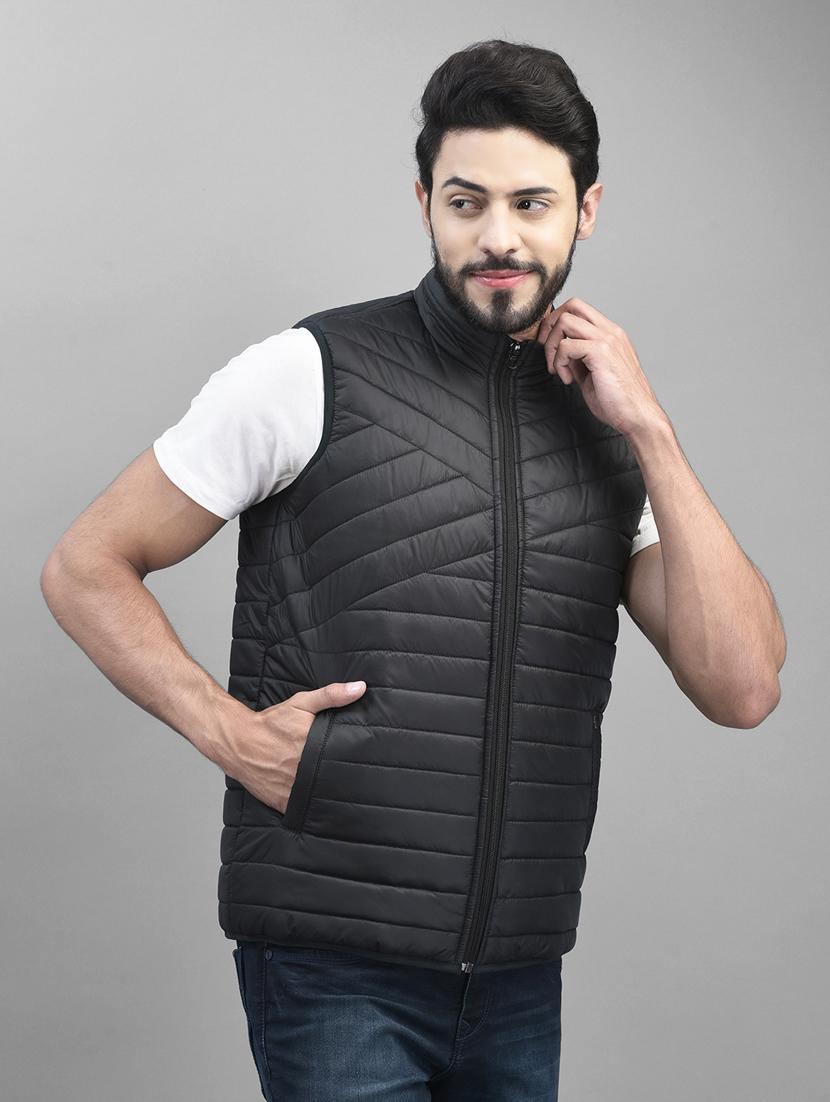 men solid sleeveless quilted jacket - 19925677 - Standard Image - 1