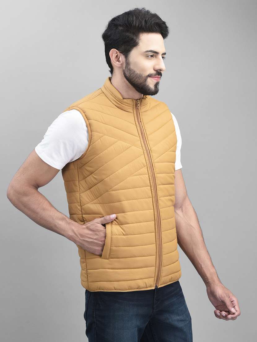 men solid sleeveless quilted jacket - 19925679 -  Standard Image - 1
