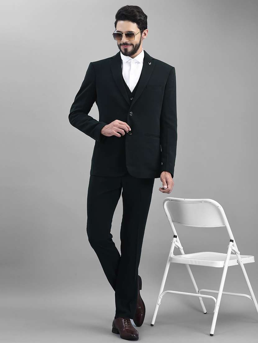 green polyester 3piece  suit