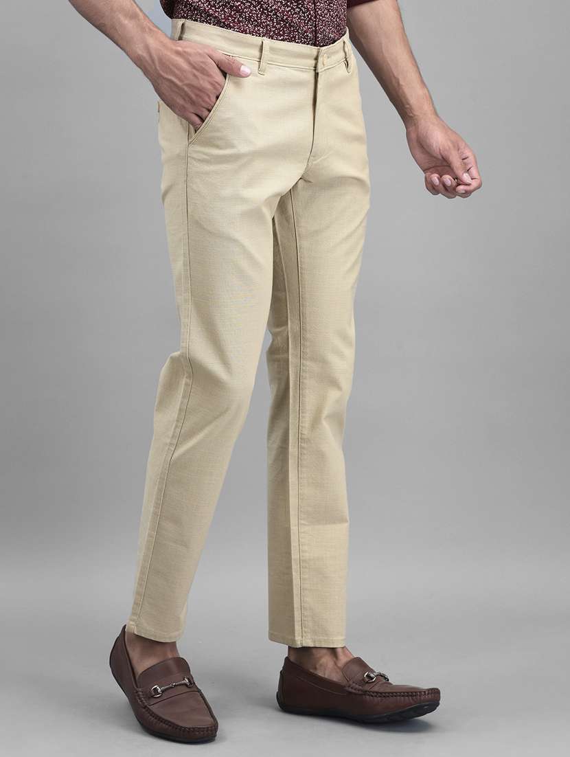 yellow solid chinos casual trouser - 19925694 -  Standard Image - 1