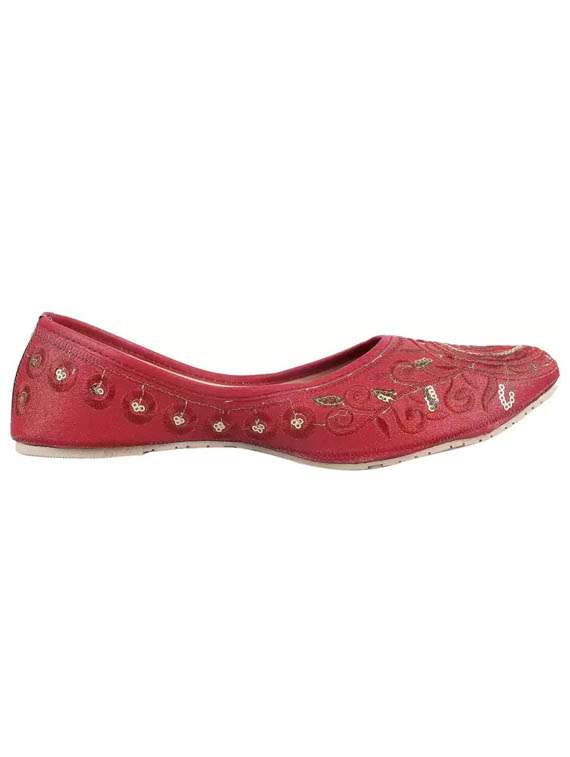 red embroidered slip on jutis  - 19925737 -  Standard Image - 1