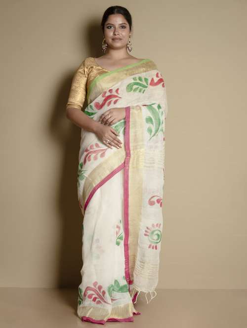 women printed handloom saree with blouse - 19925771 - Standard Image - 0