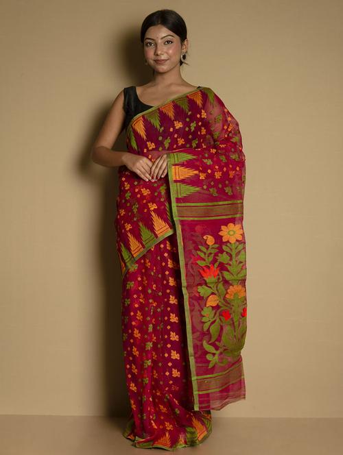 women's floral pink colored saree with blouse - 19925778 - Standard Image - 0