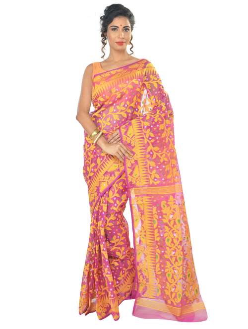 women's paisley pink colored saree with blouse - 19925780 - Standard Image - 0