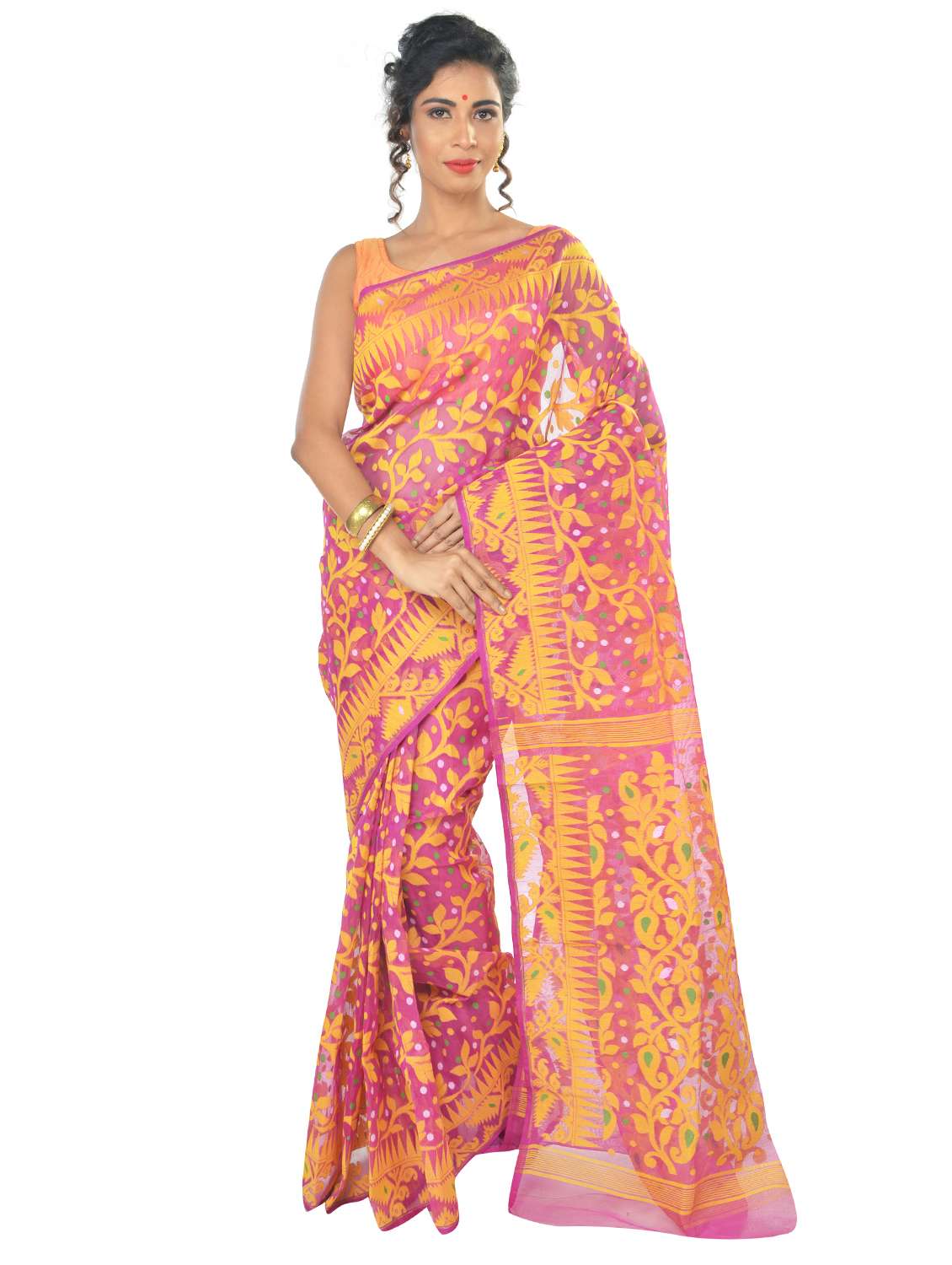 women's paisley pink colored saree with blouse - 19925780 - Zoom Image - 0