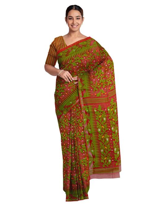 women's self design red colored saree with blouse - 19925782 - Standard Image - 0