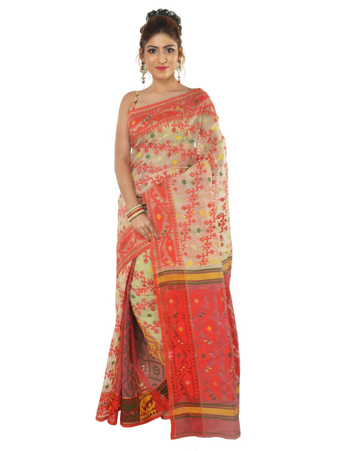 women's self design beige colored saree with blouse - 19925783 -  Zoom Image - 0