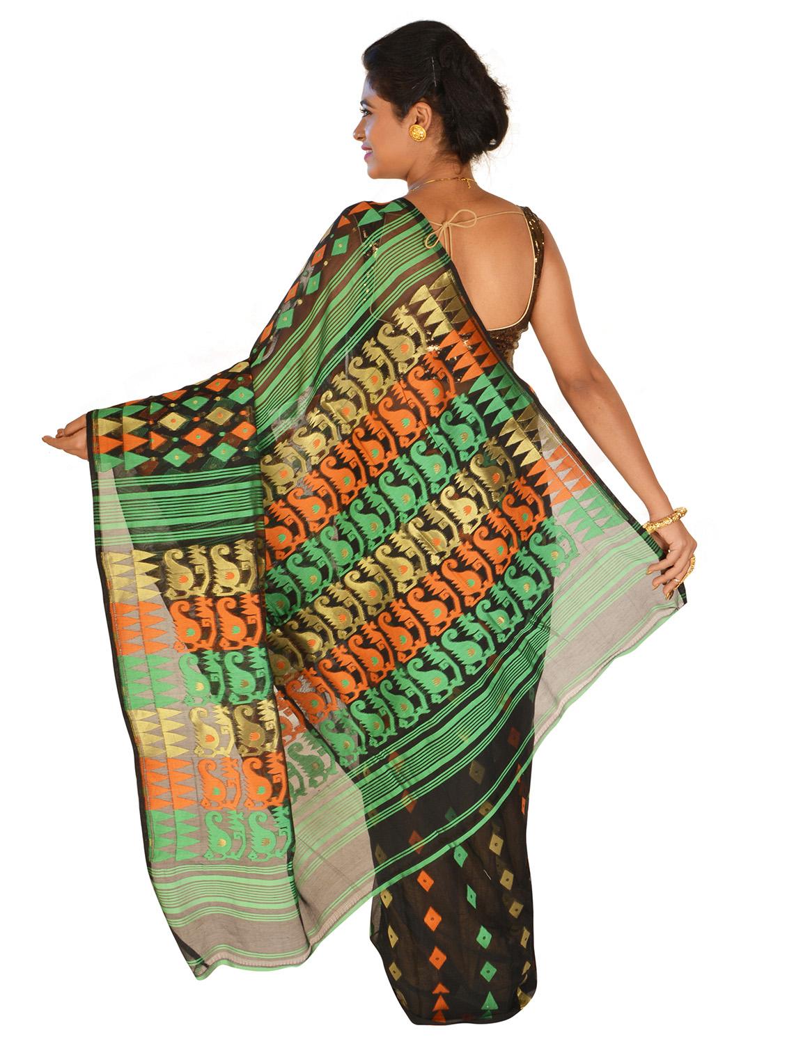 women's self design green colored saree with blouse - 19925785 - Standard Image - 1