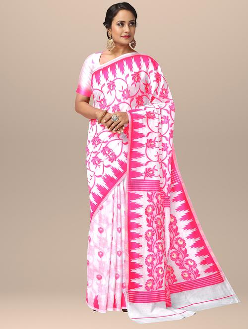 women's self design white colored saree with blouse - 19925791 - Standard Image - 0
