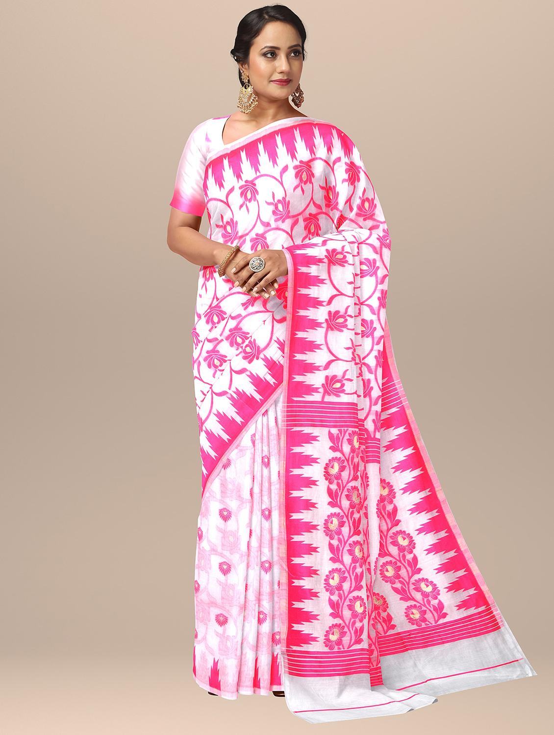 women's self design white colored saree with blouse - 19925791 - Zoom Image - 0