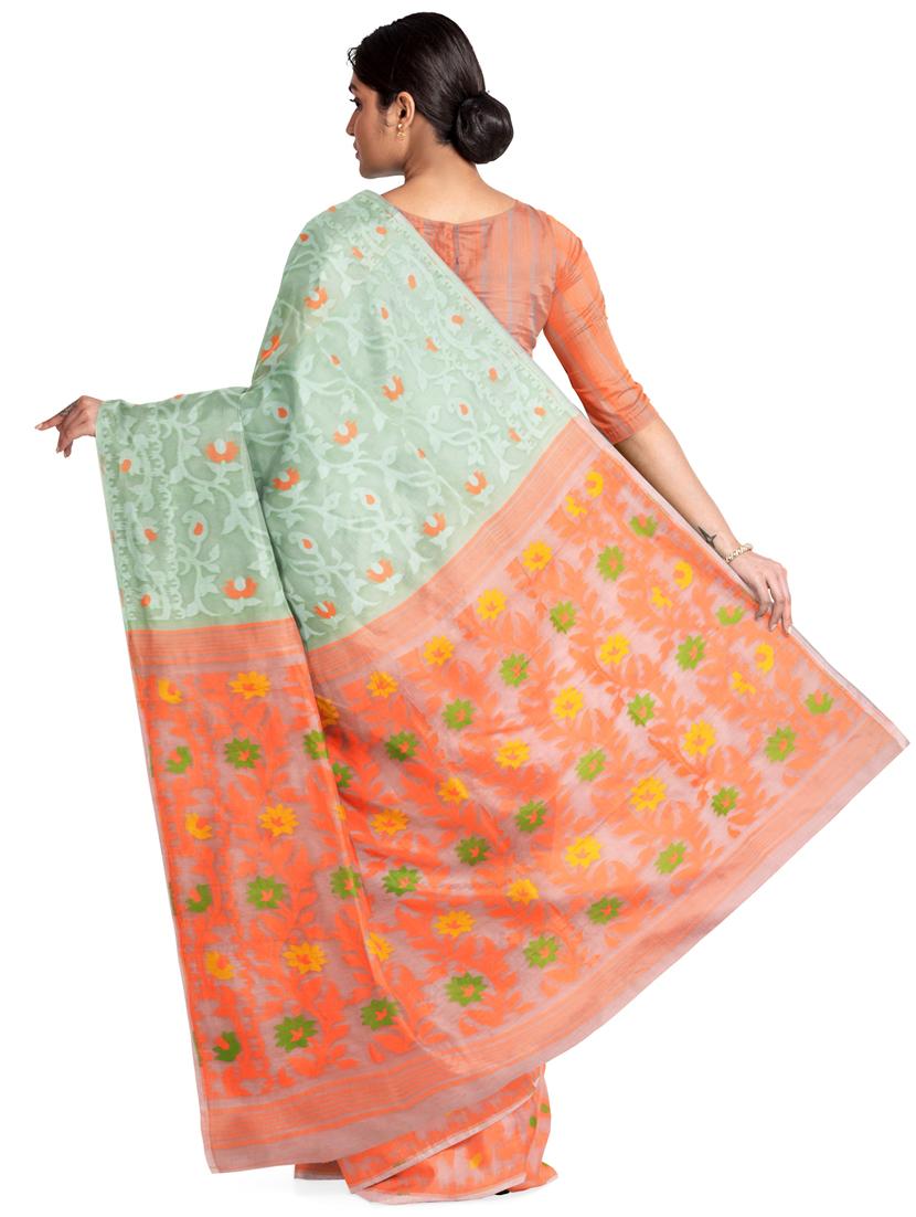 orange cotton saree with blouse - 19925803 - Standard Image - 1