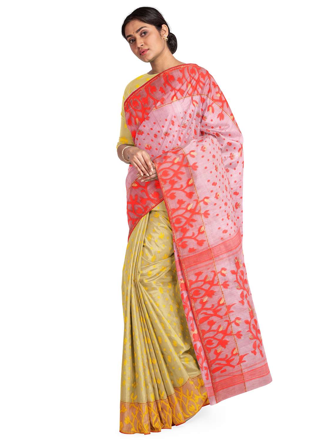 women self design jamdani saree with blouse