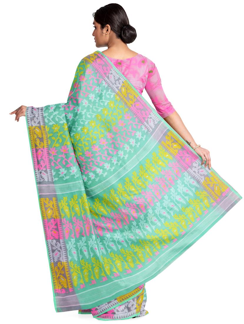 light green jamdani saree with blouse - 19925807 - Standard Image - 1