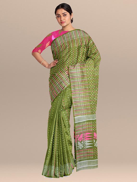 women's self design green colored saree with blouse - 19925816 -  Zoom Image - 0