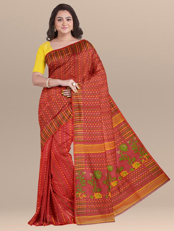 women's self design red colored saree with blouse - 19925821 -  Zoom Image - 0
