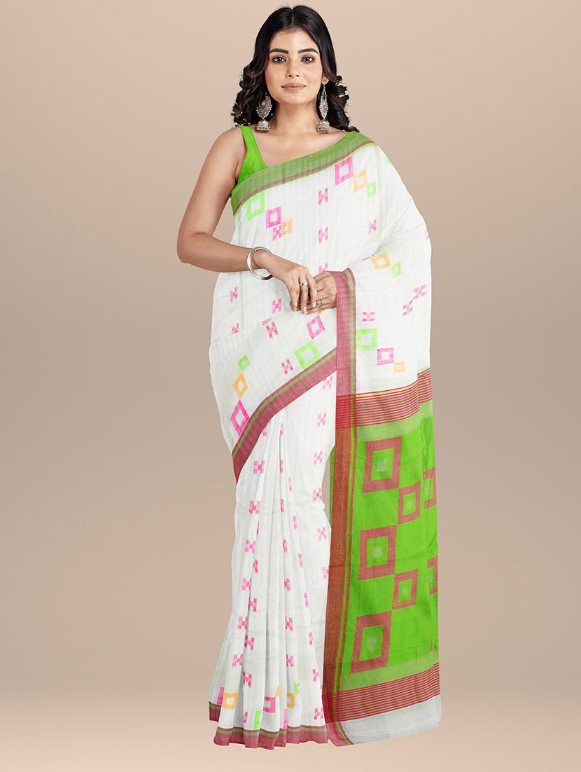 women's self design white colored saree with blouse - 19925824 - Zoom Image - 0