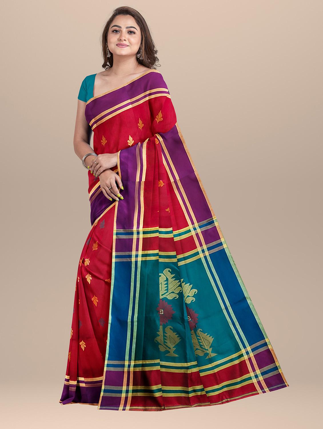 women's self design red colored saree with blouse - 19925857 - Zoom Image - 0