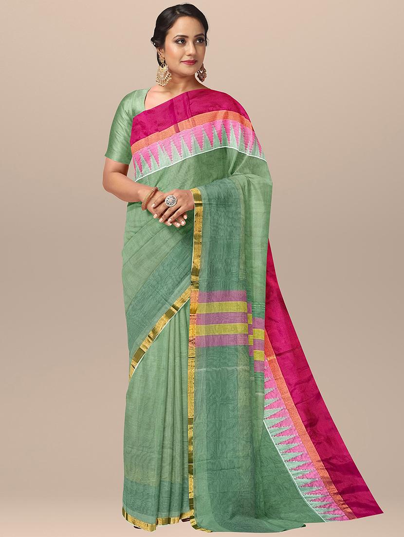 women's self design light green colored saree with blouse - 19925949 -  Zoom Image - 0